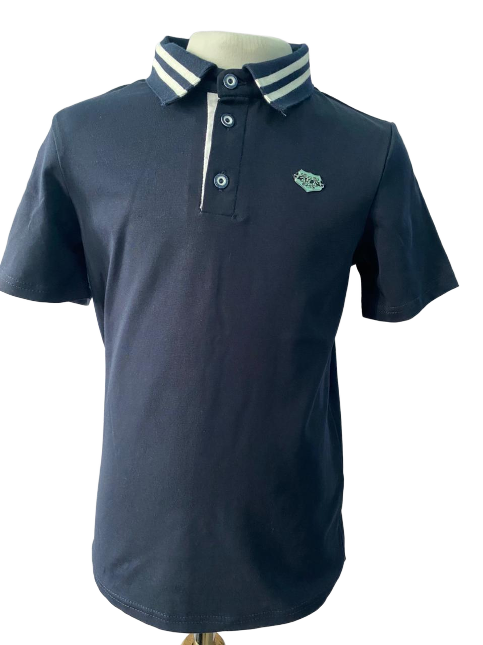 Поло КМ89092 короткий рукав син/бел