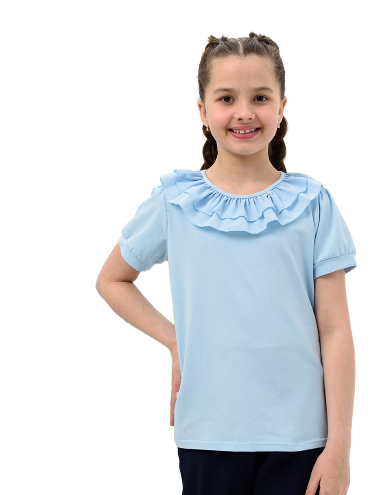 Блузка АПРЕЛЬ короткий рукав голубой